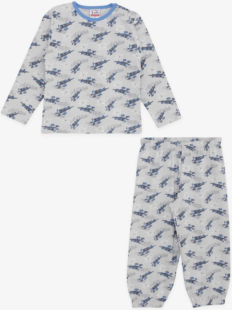 Breeze Girls & Boys Baby Boy Pajama Set Airplane Patterned 9 Months-3 Years, Gray