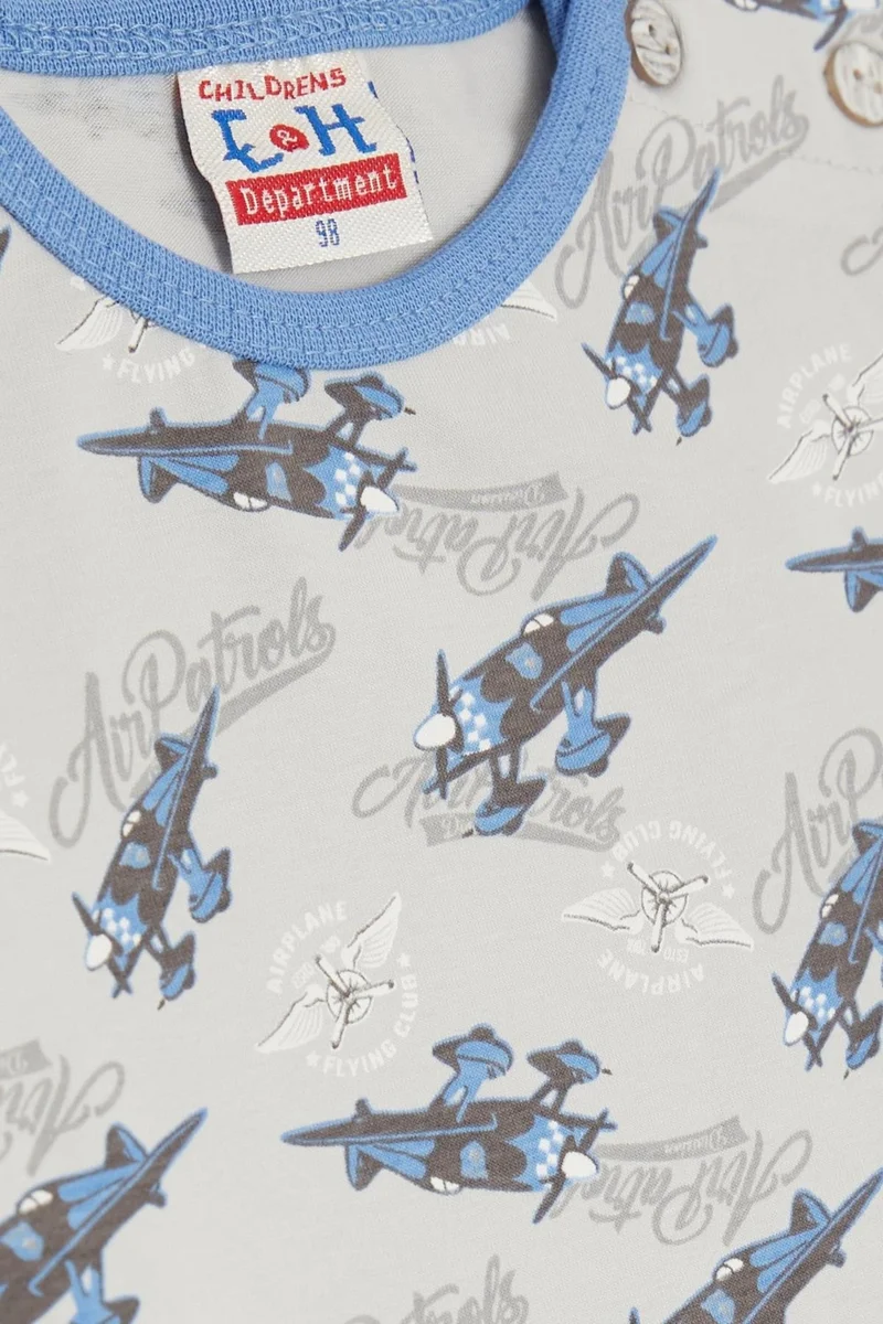 Breeze Girls & Boys Baby Boy Pajama Set Airplane Patterned 9 Months-3 Years, Gray