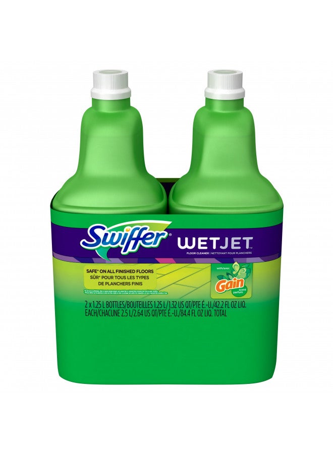 Swiffer Wet Jet, Spray Mop Floor Cleaner Multi-Purpose Solution, Gain Original, 42.2 oz, 2 pk