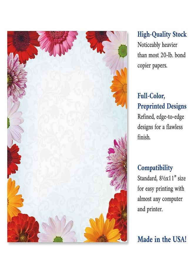 Current Daisy Floral Letter Paper - Spring Stationery Papers With Decorative Daisy Border, Printable Holiday, Wedding & Bridal Shower, & Invitation Sheets, Set of 25, 8 1/2" x 11" - Image 4