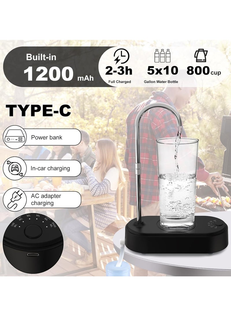 Alruht Desktop Water Bottle Dispenser,6-Levels Quantitative Table Top Water Discharges USB Portable Charging for 5 Gallon And Universal Bottles  Black  - Image 3