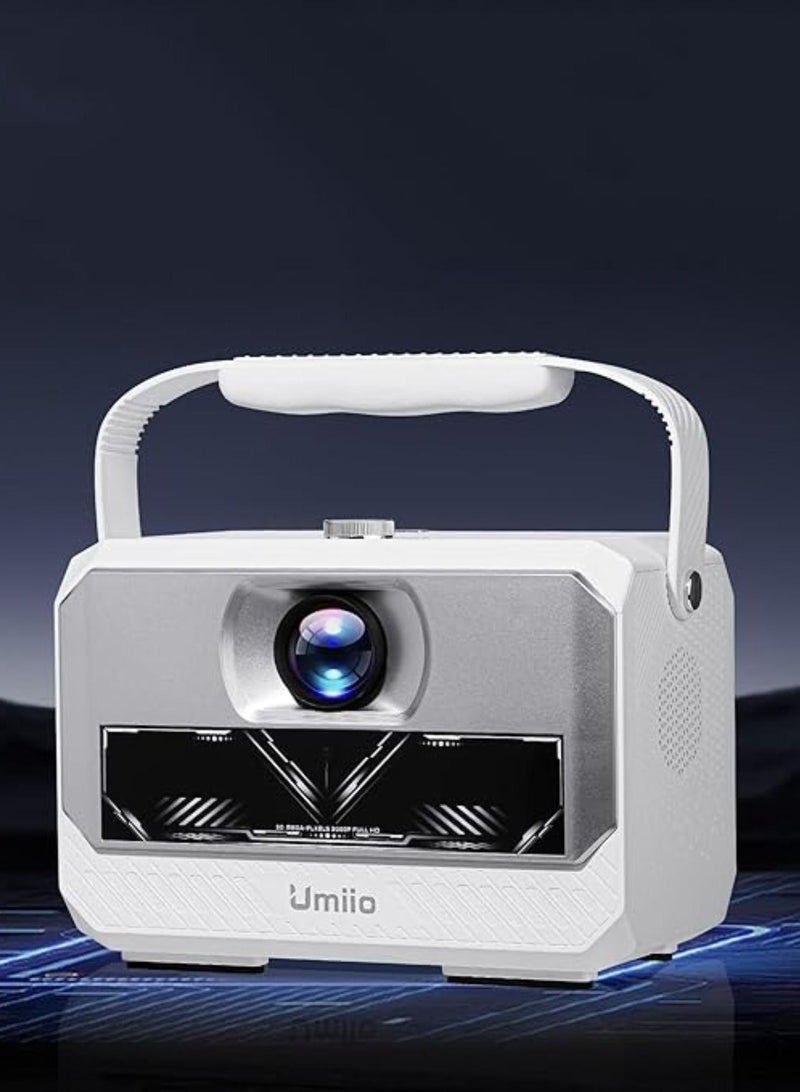 Umiio جهاز عرض ذكي أندرويد Q6 ماكس مع ميكروفونات كاريوكي مزدوجة لاسلكية دعم 4K و 720P عرض 200 بوصة واي فاي بلوتوث HDMI USB لون أبيض - Image 2