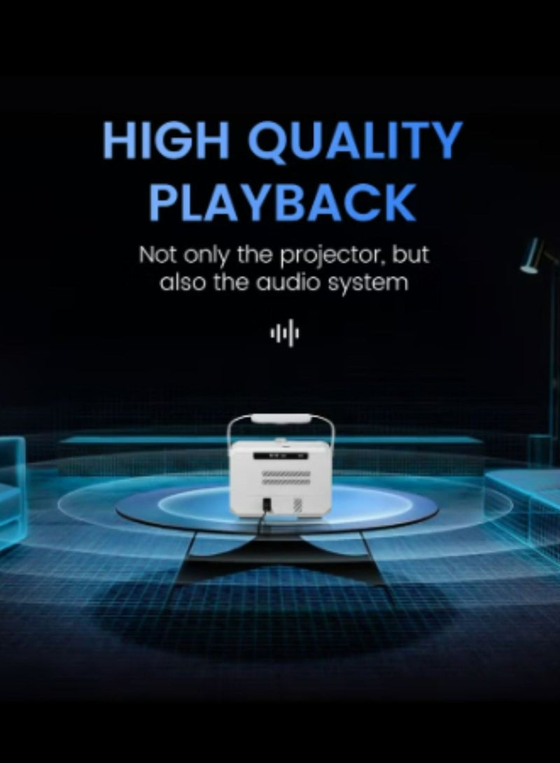Umiio جهاز عرض ذكي أندرويد Q6 ماكس مع ميكروفونات كاريوكي مزدوجة لاسلكية دعم 4K و 720P عرض 200 بوصة واي فاي بلوتوث HDMI USB لون أبيض - Image 3