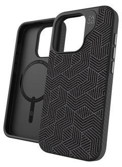 ZAGG Apple iPhone 15 Pro Case , ZAGG Cass - London Snap Series Magsafe Case - Black Geo  - Image 4