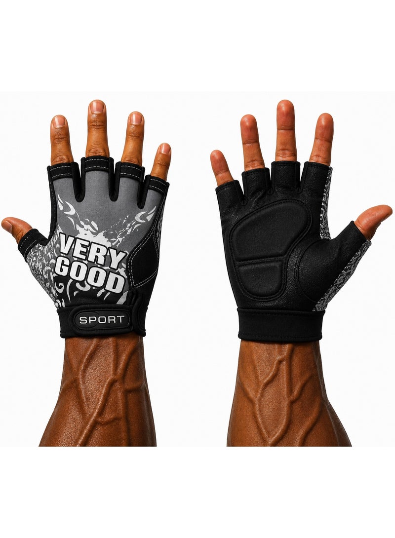 Half-finger sports gloves for the gym, weightlifting, and bodybuilding with a modern design; padded fitness gloves for comfortable palms; non-slip gloves with wrist support; breathable training gloves for men and women, suitable for the gym, CrossFit, strength training, and cycling. - Image 1