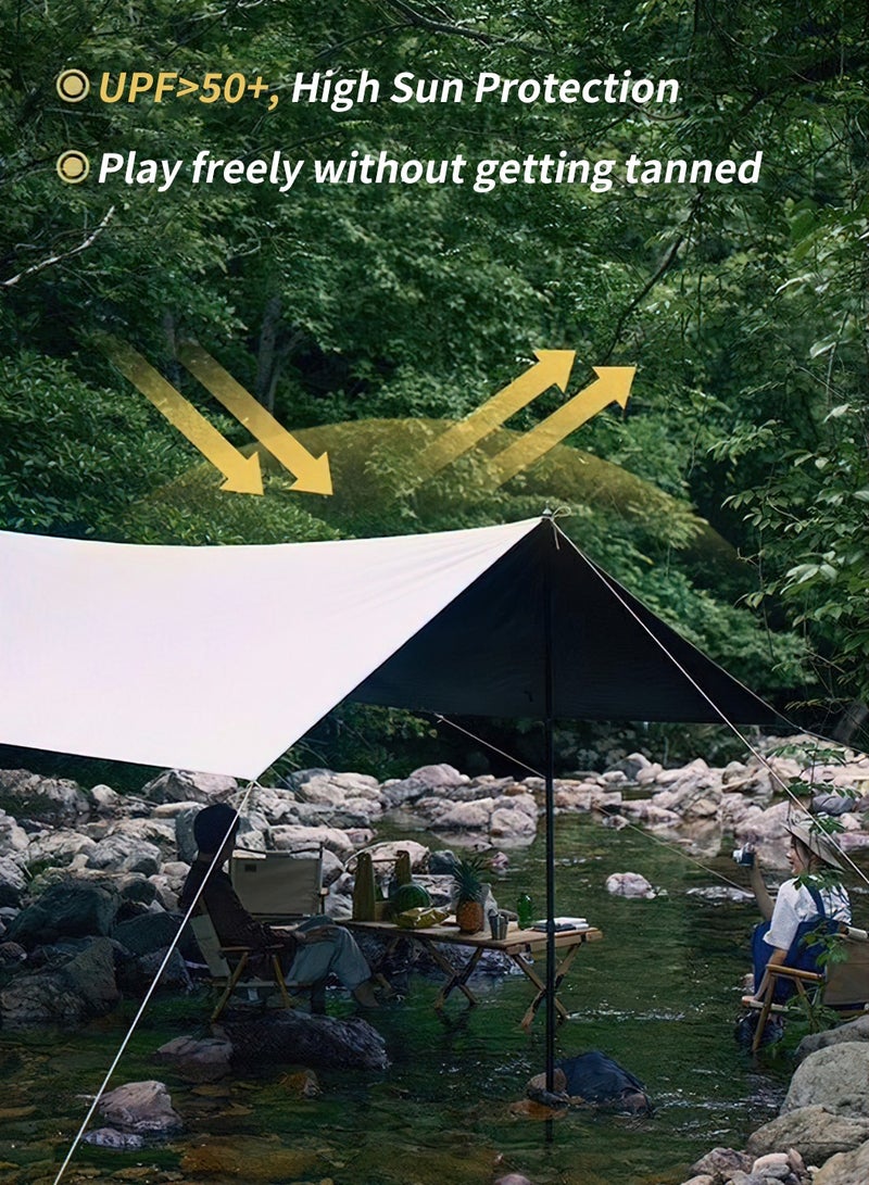 LEOKOR Camping Tarp 300x400CM with Poles, Portable Camping Awning, Waterproof Tear-Resistant Camping Canopy, UPF50+ Sunshade Outdoor Shelter - Image 3