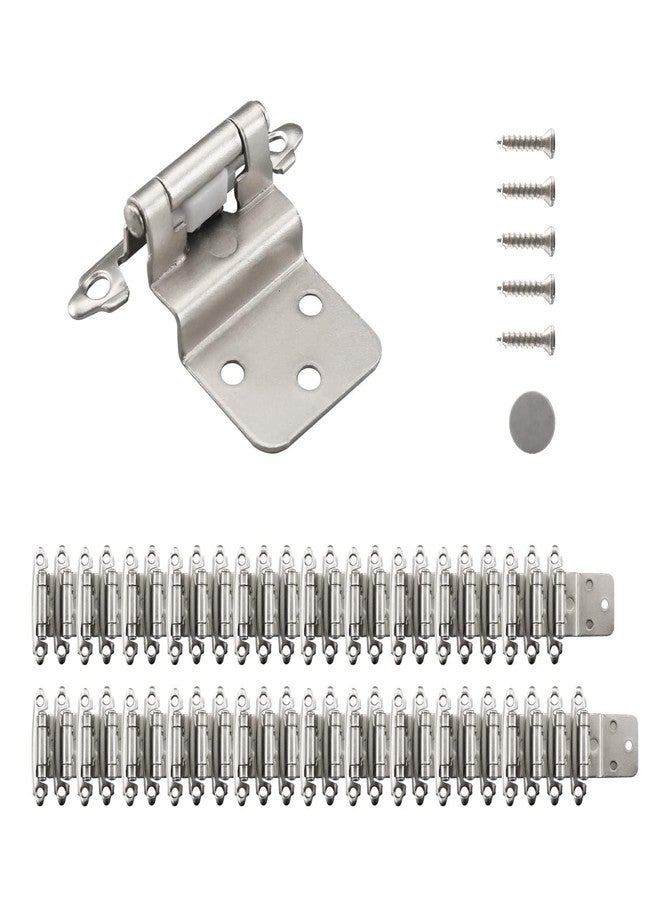 HOME MASTER HARDWARE 50 Packs (25 Pairs) 3/8" Inset Satin Nickel Cabinet Hinges, Self Closing Cabinet Door Hinges with Door Bumper, Semi-Concealed Hinges for Kitchen/Furniture Cabinets & Doors - Image 1