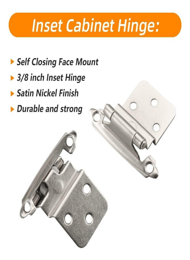 HOME MASTER HARDWARE 50 Packs (25 Pairs) 3/8" Inset Satin Nickel Cabinet Hinges, Self Closing Cabinet Door Hinges with Door Bumper, Semi-Concealed Hinges for Kitchen/Furniture Cabinets & Doors - Image 4