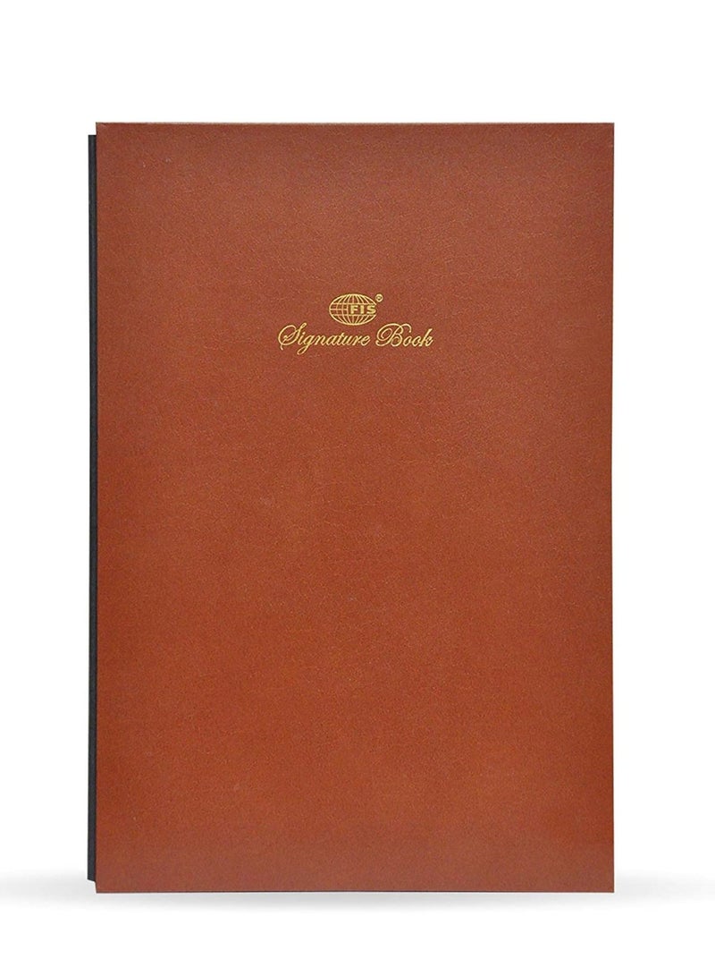 FIS Signature Book, Vinyl Material Cover, 20 Sheets, Inside Sheets, Brown Color, 240 x 340 mm - FSCL20-10C - Image 1
