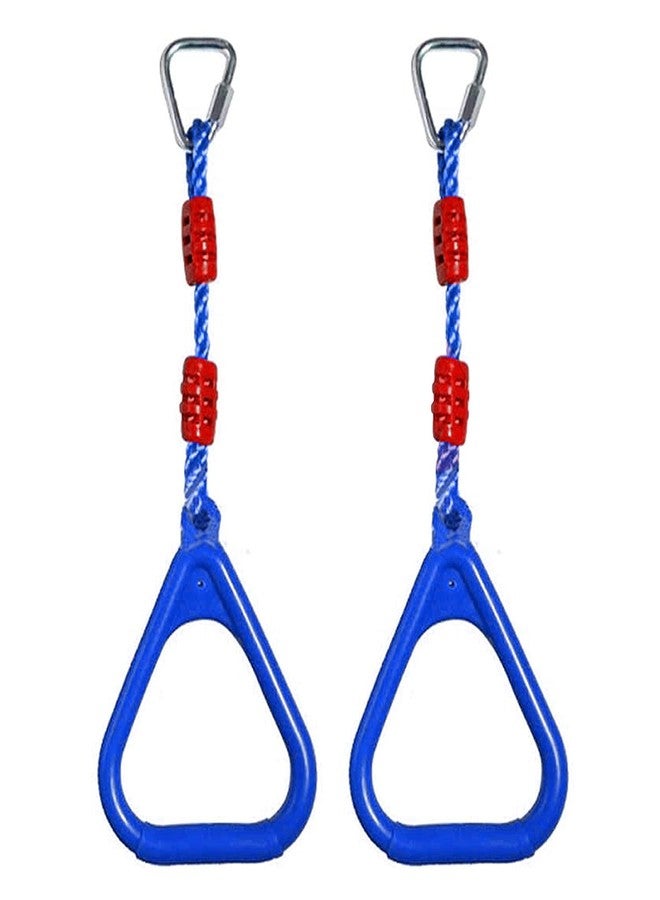 REZNOR Heavy Duty Triangle Rings Set of 2 with Locking Delta Quick Links for Indoor Jungle Gym Play Set and Outdoor Playground for Swing Set, (Blue) - Image 1
