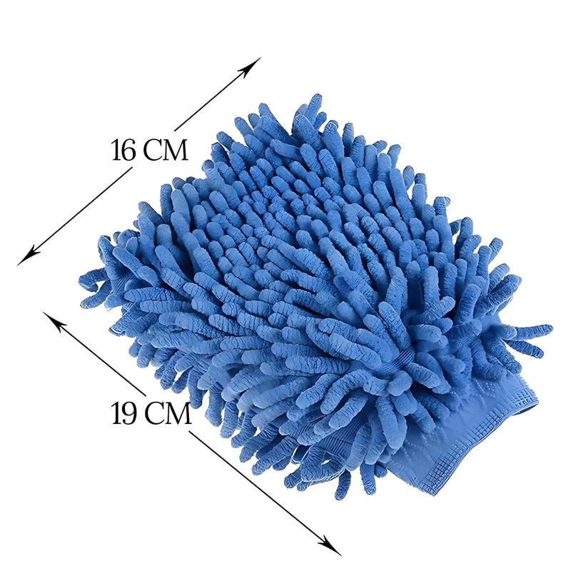 Kuber Industries Kuber Industries Pack of 4 Double-Sided 100GSM Microfiber Gloves for Cleaning | Kitchen & Home Dusting Mitt | Chenille Car Wash Hand Gloves - Blue - Image 3
