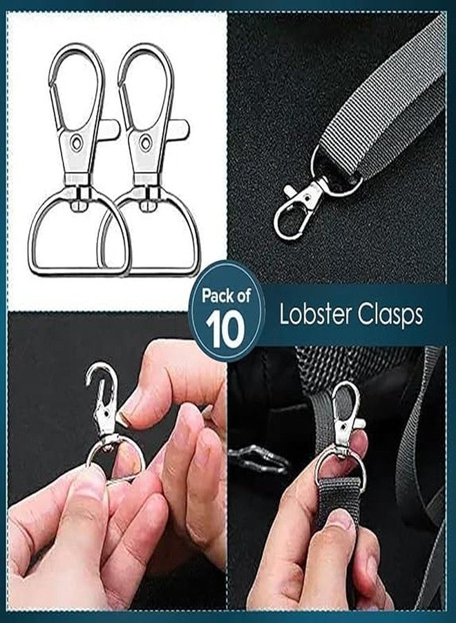 EVALUEMART Fine Quality Metal Lobster Claw Clasps with Wide 1/2 Inch D Ring | 360 Swivel Clips Trigger Snap Hooks for Lanyards Keychains Bags Straps DIY Craft - Silver - Image 2