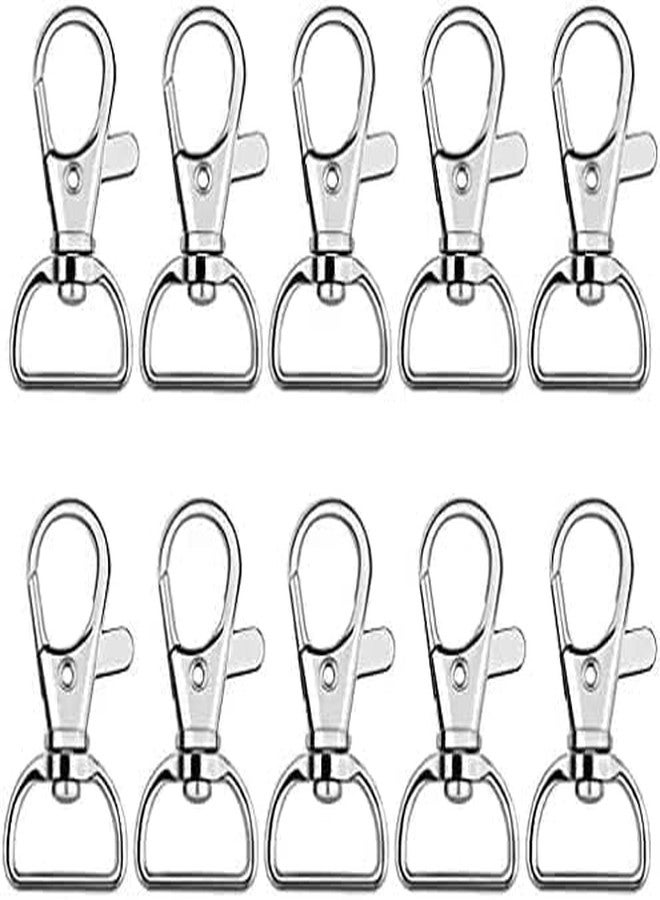EVALUEMART Fine Quality Metal Lobster Claw Clasps with Wide 1/2 Inch D Ring | 360 Swivel Clips Trigger Snap Hooks for Lanyards Keychains Bags Straps DIY Craft - Silver - Image 1