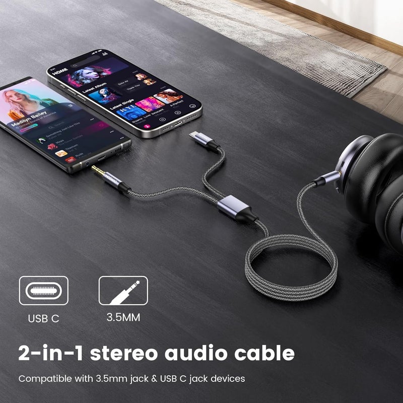 MOSWAG AUX Cable 13.12FT/4M Auxiliary Cable 3.5mm AUX Cord Male to Male Audio Stereo Cord Type C to 3.5mm Headphone Stereo Car Cord Compatible for Headphones,Car,Home Stereos,Speaker,Echo - Image 5