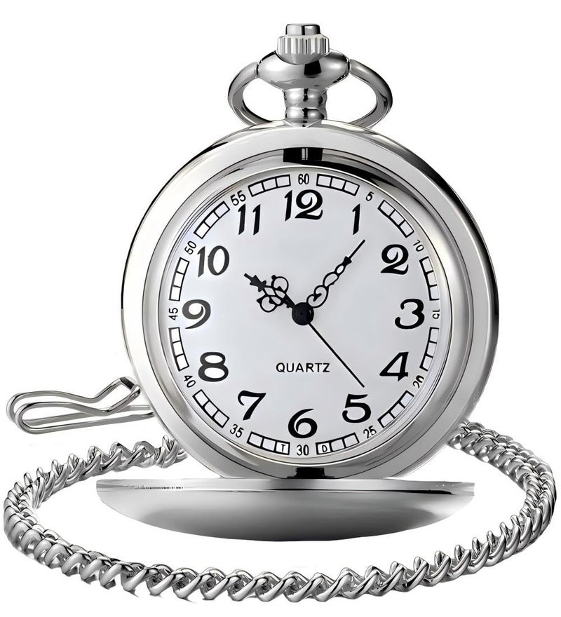 LYMFHCH Classic Smooth Vintage Quartz Pocket Watch, Arabic Numerals Scale Mens Womens Watch with Chain Christmas Graduation Birthday Gifts Fathers Day - Image 1