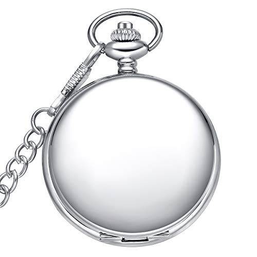 LYMFHCH Classic Smooth Vintage Quartz Pocket Watch, Arabic Numerals Scale Mens Womens Watch with Chain Christmas Graduation Birthday Gifts Fathers Day - Image 2
