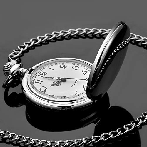 LYMFHCH Classic Smooth Vintage Quartz Pocket Watch, Arabic Numerals Scale Mens Womens Watch with Chain Christmas Graduation Birthday Gifts Fathers Day - Image 3