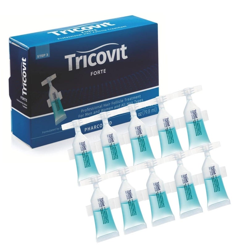 Tricovit Forte Hair Loss Treatment Hair Growth Products for Women Men Developed by Dermatologists DHT Blocker Sebum Regulator for Strengthening Follicles Balancing Scalp 10 Ampoules