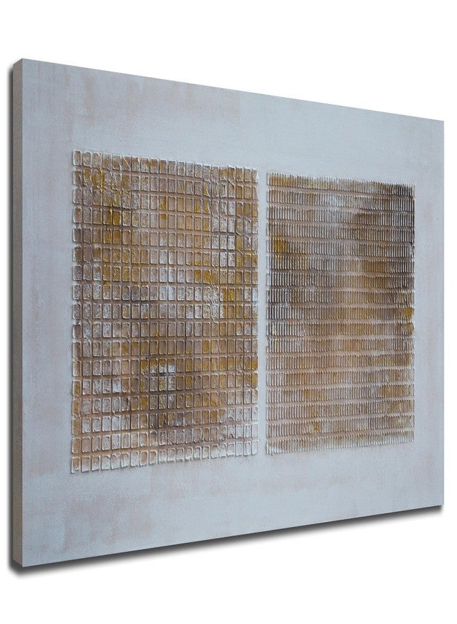 Arjun Abstract Canvas Wall Art Textured Hand Painted, Modern Brown Grey Geometric Wall Décor Painting for Living Room Bedroom Home Office, Wabi-Sabi Minimalist Neutral Picture Large Framed Artwork - Image 1