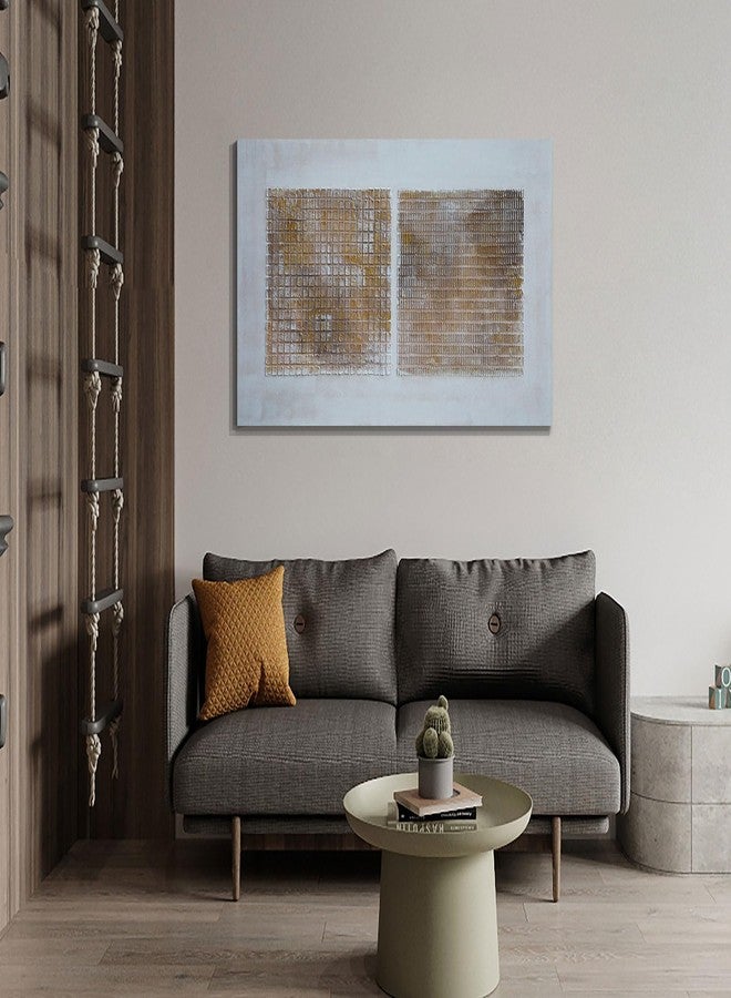 Arjun Abstract Canvas Wall Art Textured Hand Painted, Modern Brown Grey Geometric Wall Décor Painting for Living Room Bedroom Home Office, Wabi-Sabi Minimalist Neutral Picture Large Framed Artwork - Image 2