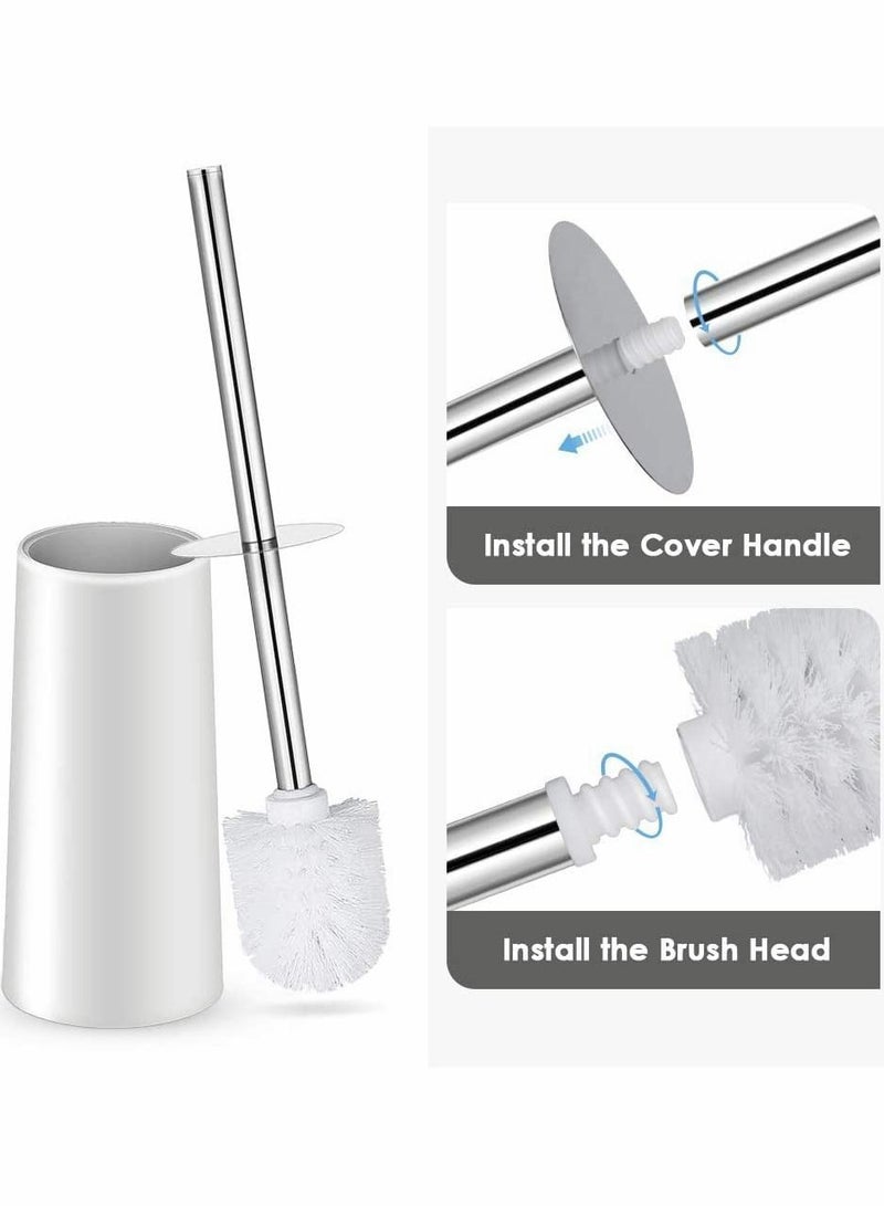 SYOSI Toilet Brush and Holder, Toilet Bowl Brush Set with Stainless Steel Handle Durable Bristles for Deep Cleaning Compact Bathroom Brush Save Space Good Grip Anti-Drip (White) - Image 4