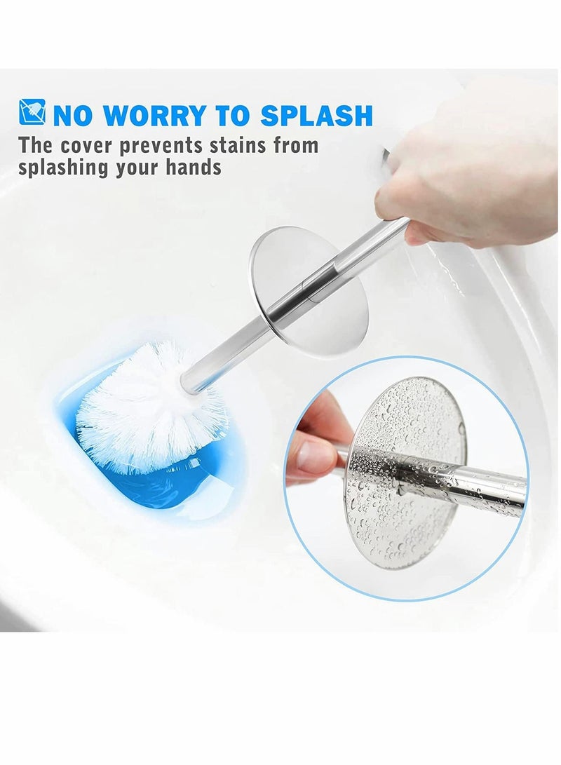 SYOSI Toilet Brush and Holder, Toilet Bowl Brush Set with Stainless Steel Handle Durable Bristles for Deep Cleaning Compact Bathroom Brush Save Space Good Grip Anti-Drip (White) - Image 2