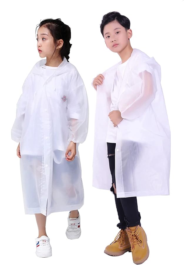 erorex Raincoat Poncho Clear Eva Kids Rain Coats Portable Hooded Poncho Jacket Rain Coat Quicksand Hood - Image 1