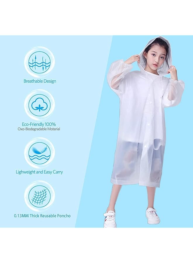 erorex Raincoat Poncho Clear Eva Kids Rain Coats Portable Hooded Poncho Jacket Rain Coat Quicksand Hood - Image 3