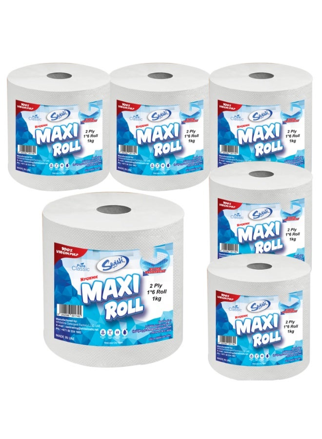 Swish Super Maxi Roll Tissue Paper, 1kg, Hand Towels 2 Ply - 6 Rolls - Image 1