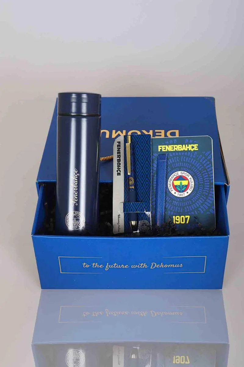 Fenerbahçe DEKOMUS GIFT BOX SPECIAL BOXED LICENSED STEEL THERMOS 500 ML, AGENDA, PILOT PEN SET