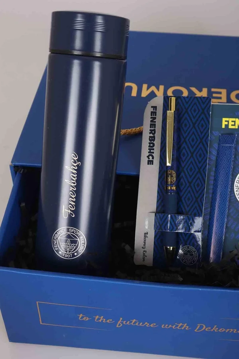 Fenerbahçe DEKOMUS GIFT BOX SPECIAL BOXED LICENSED STEEL THERMOS 500 ML, AGENDA, PILOT PEN SET
