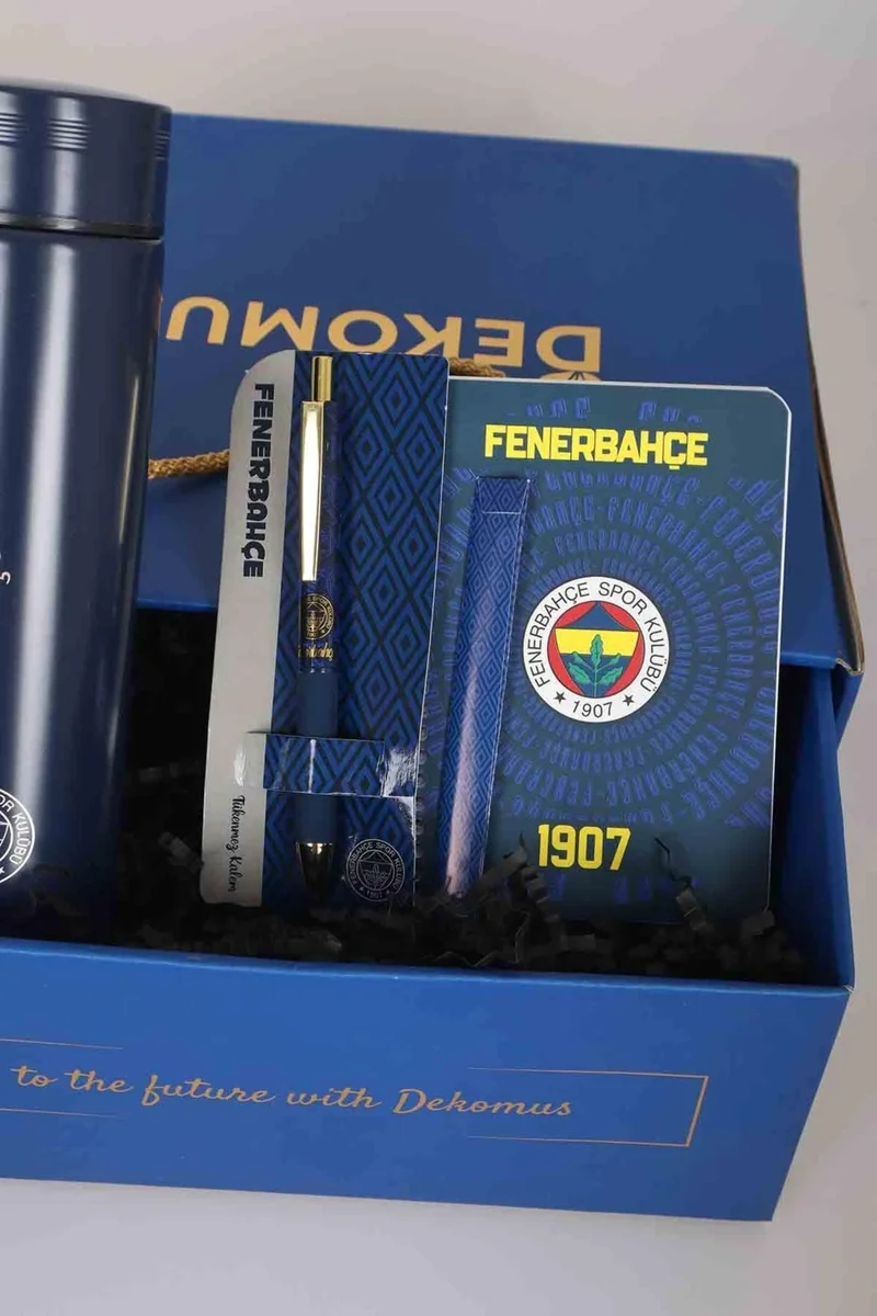 Fenerbahçe DEKOMUS GIFT BOX SPECIAL BOXED LICENSED STEEL THERMOS 500 ML, AGENDA, PILOT PEN SET