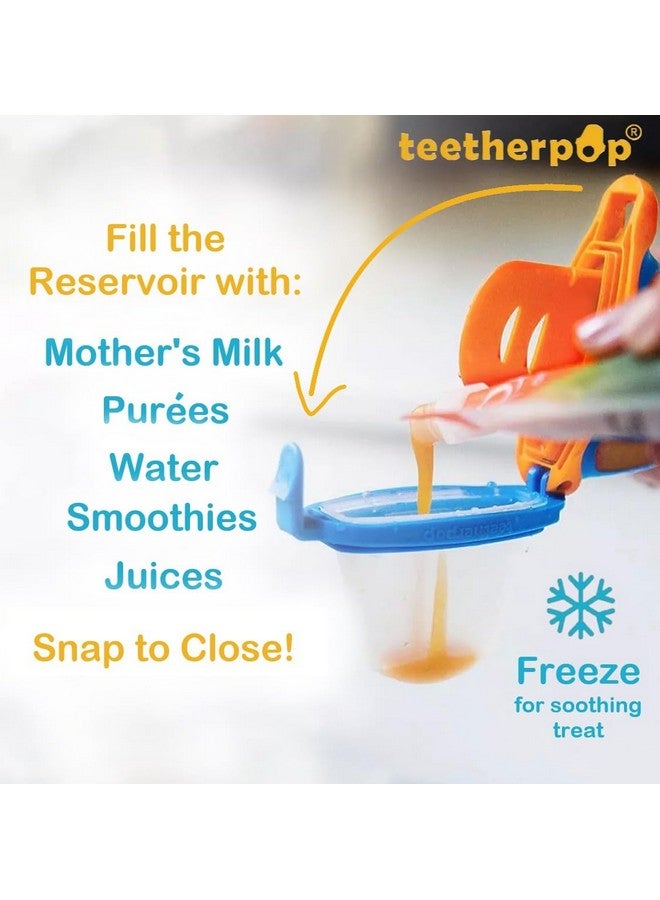 teetherpop Fillable Freezable Silicone Teethers For Teething Relief Fill With Breast Milk Water & More 624 Months (Pinklimon) - Image 3