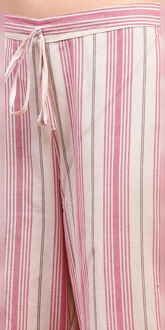 Biba  Women Pink Cotton Yard Dyed Straight Suit Set  | Best Price UAE
