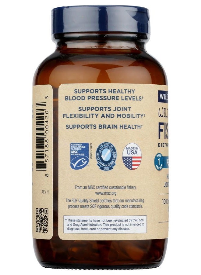 Wiley's Finest Wild Alaskan Fish Oil Peak EPA - Triple Strength Peak EPA and DHA - 1000mg Omega-3s, SQF-Certified - 120 Softgels (120 Servings) - Image 4