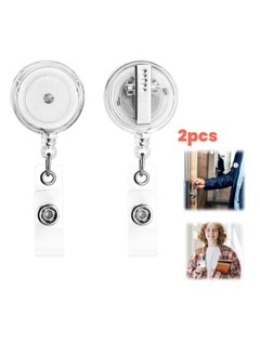 2 Pack Heavy Duty Retractable Badge Holder Reel, Metal ID Badge Holder with Belt Clip Key Ring for Name Card Keychain with Swivel Alligator Clip for Teachers, Students, Office Workers