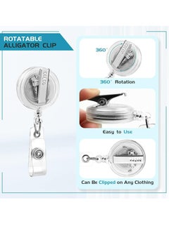 Generic 2 Pack Heavy Duty Retractable Badge Holder Reel, Metal ID Badge Holder with Belt Clip Key Ring for Name Card Keychain with Swivel Alligator Clip for Teachers, Students, Office Workers  - Image 2