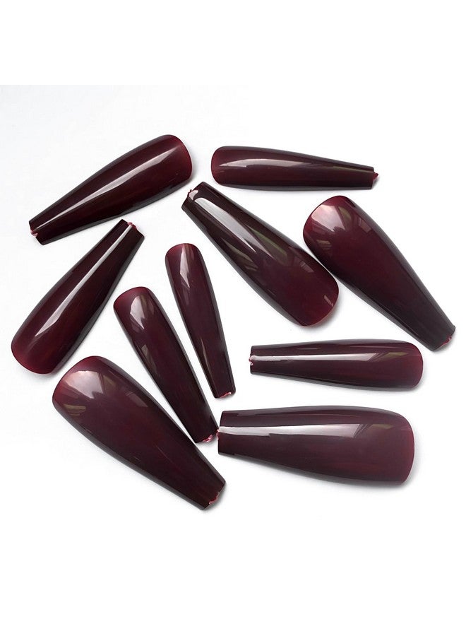 لايفيكس تول 120 قطعة من أظافر راقصة الباليه الطويلة الملونة على الأظافر متوسطة الطول، غطاء كامل من الأكريليك، أظافر صناعية كاذبة، عنابي عميق، متوسط، أظافر ضغط على التابوت للنساء والفتيات - Image 4