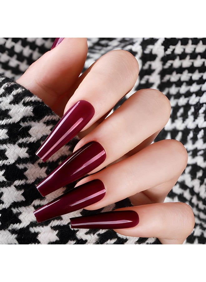 لايفيكس تول 120 قطعة من أظافر راقصة الباليه الطويلة الملونة على الأظافر متوسطة الطول، غطاء كامل من الأكريليك، أظافر صناعية كاذبة، عنابي عميق، متوسط، أظافر ضغط على التابوت للنساء والفتيات - Image 5