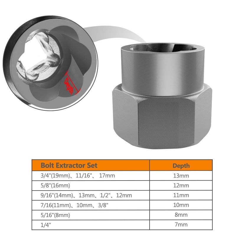 Eapele Bolt Extractor Set  Stripped Nut Remover Twist Sockets  Fit 3/8"" Square Drive With Solid Storage Case(26Pcs  Black) - Image 3