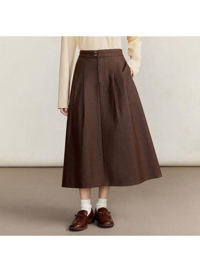 Inman Commuter Vintage A-line Denim Skirt For Women Autumn Winter High Waist Slim Fit Versatile Mid-length Skirt - Image 5