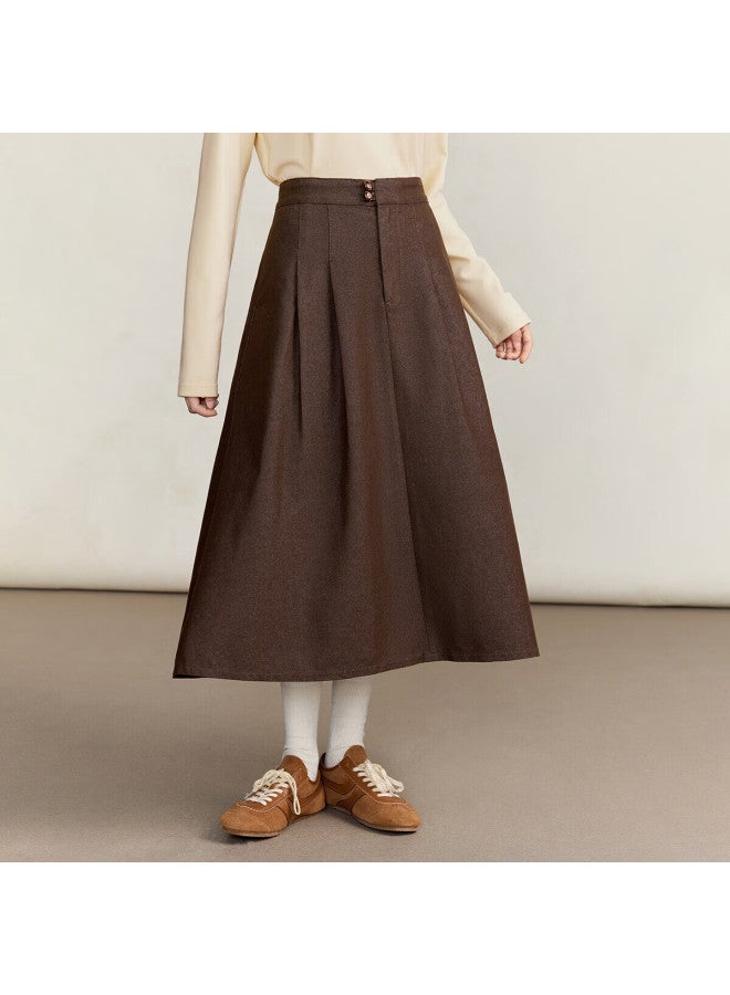 Inman Commuter Vintage A-line Denim Skirt For Women Autumn Winter High Waist Slim Fit Versatile Mid-length Skirt - Image 1
