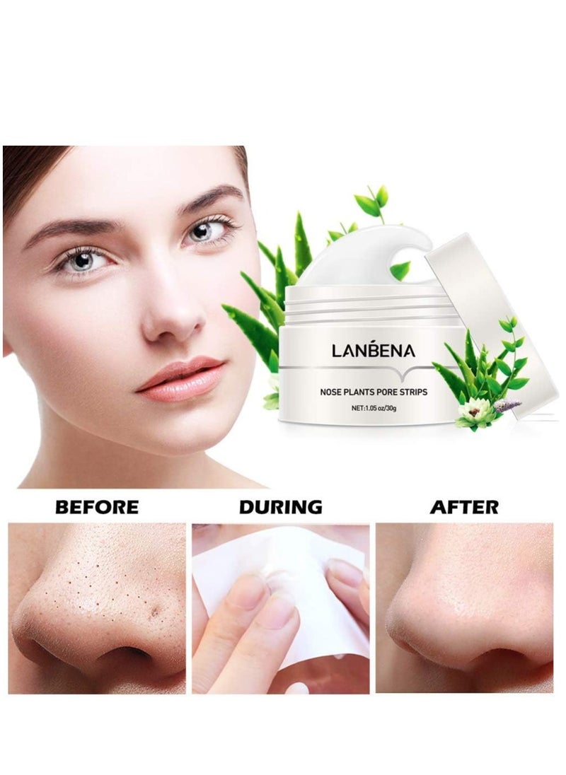 LANBENA 2 Pcs Blackhead Removal Mask (30g x 2) Nose Pore Strips Facial Pore Cleanser Blackhead Peel off Mask Reduce Blackheads Blackhead Strips & Blackheads Shrink Nose Plants Pore Strips Nasal Patch 120Pcs  - Image 2