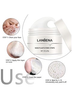 LANBENA 2 Pcs Blackhead Removal Mask (30g x 2) Nose Pore Strips Facial Pore Cleanser Blackhead Peel off Mask Reduce Blackheads Blackhead Strips & Blackheads Shrink Nose Plants Pore Strips Nasal Patch 120Pcs  - Image 3