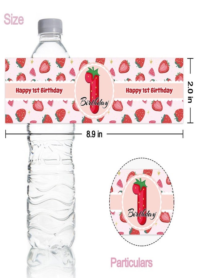 Maicaiffe Fruit Strawberry 1st Birthday Water Bottle Labels, Baby Shower Water Bottle Stickers, Sweet Girl First Birthday Party Decorations, Gender Reveal Party Labels Supplies 30 Stickers - Image 2