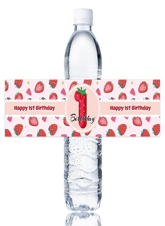 Maicaiffe Fruit Strawberry 1st Birthday Water Bottle Labels, Baby Shower Water Bottle Stickers, Sweet Girl First Birthday Party Decorations, Gender Reveal Party Labels Supplies 30 Stickers - Image 1