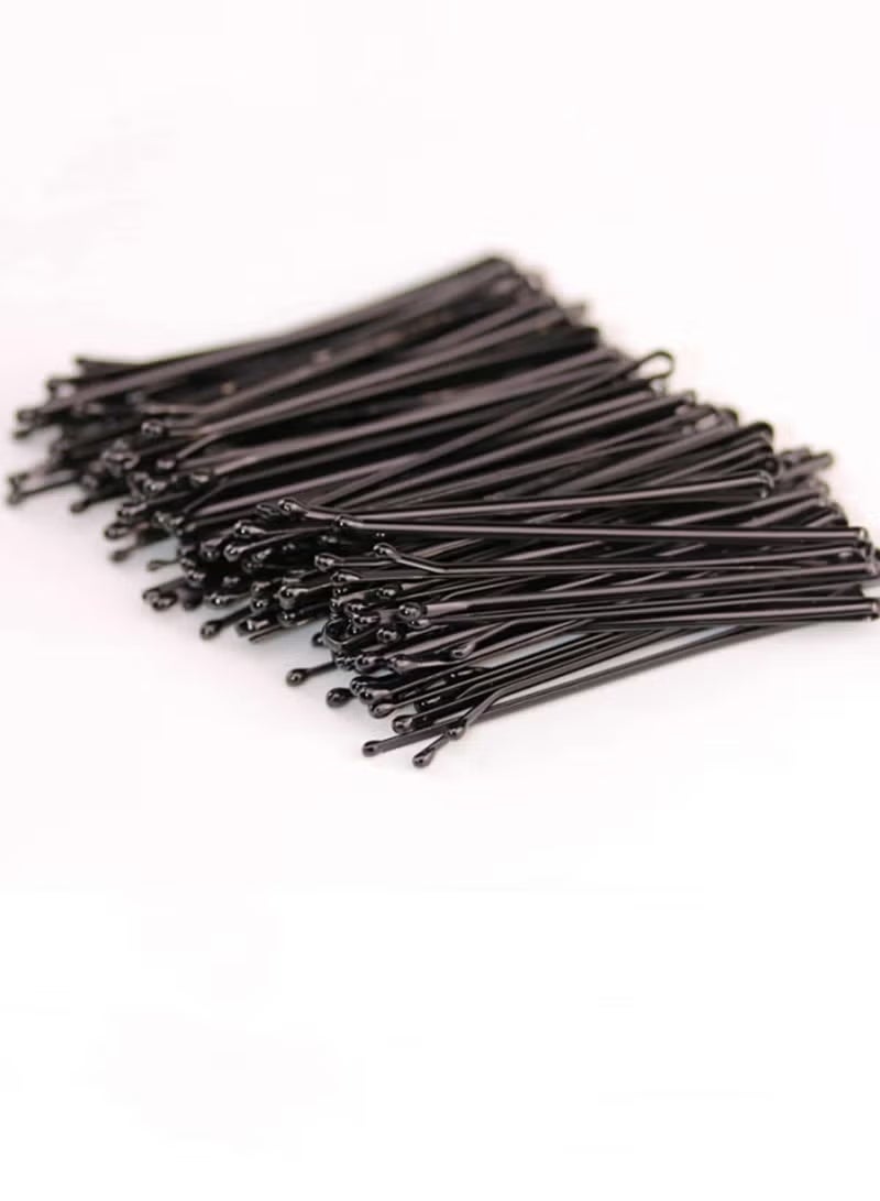 خاجول مجموعة من 100 دبوس شعر طويل مع علبة، دبابيس شعر سوداء كبيرة الحجم للكعكات، مشبك شعر فاخر بطول 5.5 سم للفتيات والنساء وحفلات الزفاف، رائع لجميع أنواع الشعر - Image 4