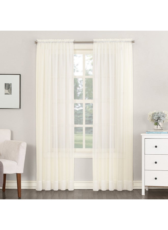 No. 918 Emily Sheer Voile Rod Pocket Curtain Panel, 59" x 84", Eggshell - Image 1