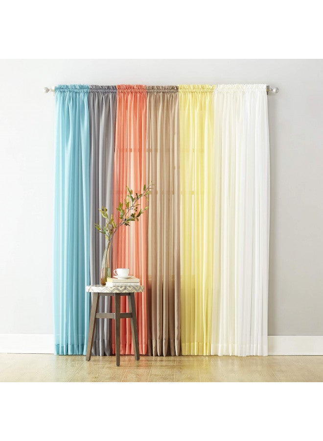 No. 918 Emily Sheer Voile Rod Pocket Curtain Panel, 59" x 84", Eggshell - Image 4