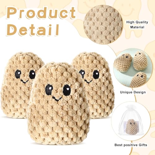 RoundFunny 6 Sets Mini Knitted Wool Potato Gift Funny Crochet Plush Potato with Positive Card Cute Support Gift for Friend Office Birthday Baby Shower Party Decor Classic - Image 5